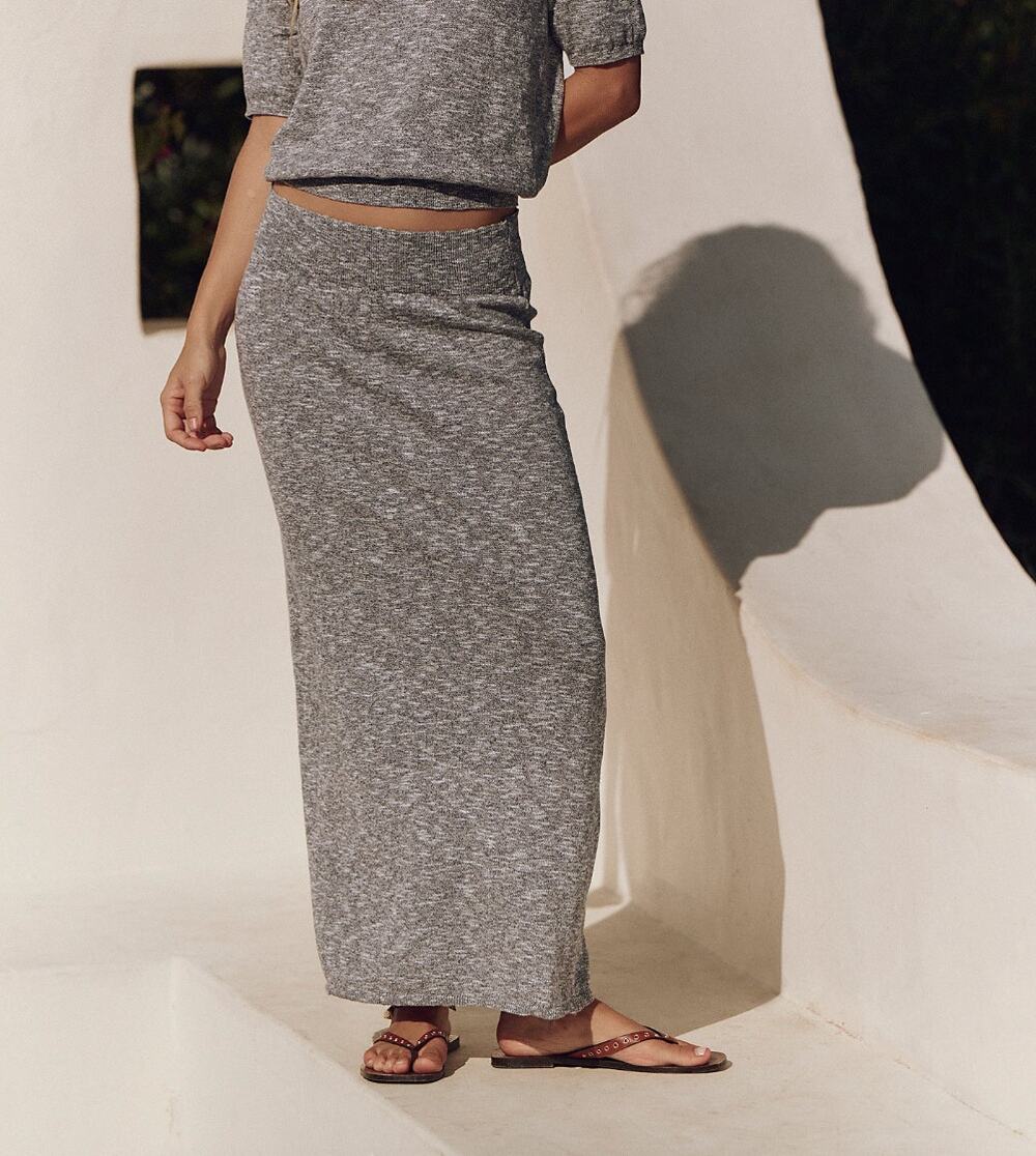 NWOT Free People Free-est Isabella Sweater Maxi Skirt Size XS Gray Linen Cotton